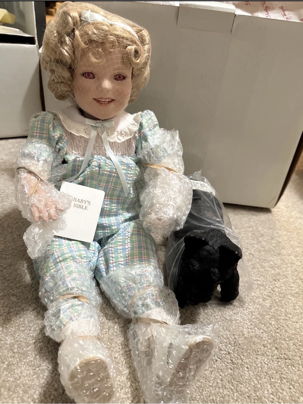 Plush Porcelain Shirley Temple Doll with Corky Dog